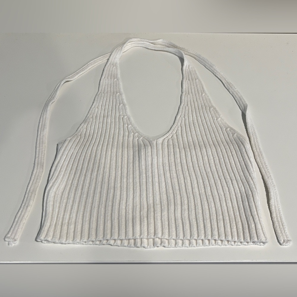 White Ribbed Halter Top